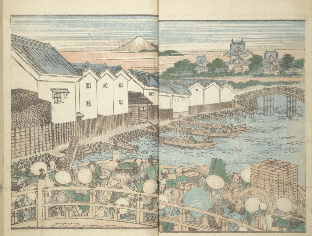An illustration from Picture Album of Road Pictures (of the Tōkaidō Road) (Dōchū gafu 道中画譜), 1830, leaf 5