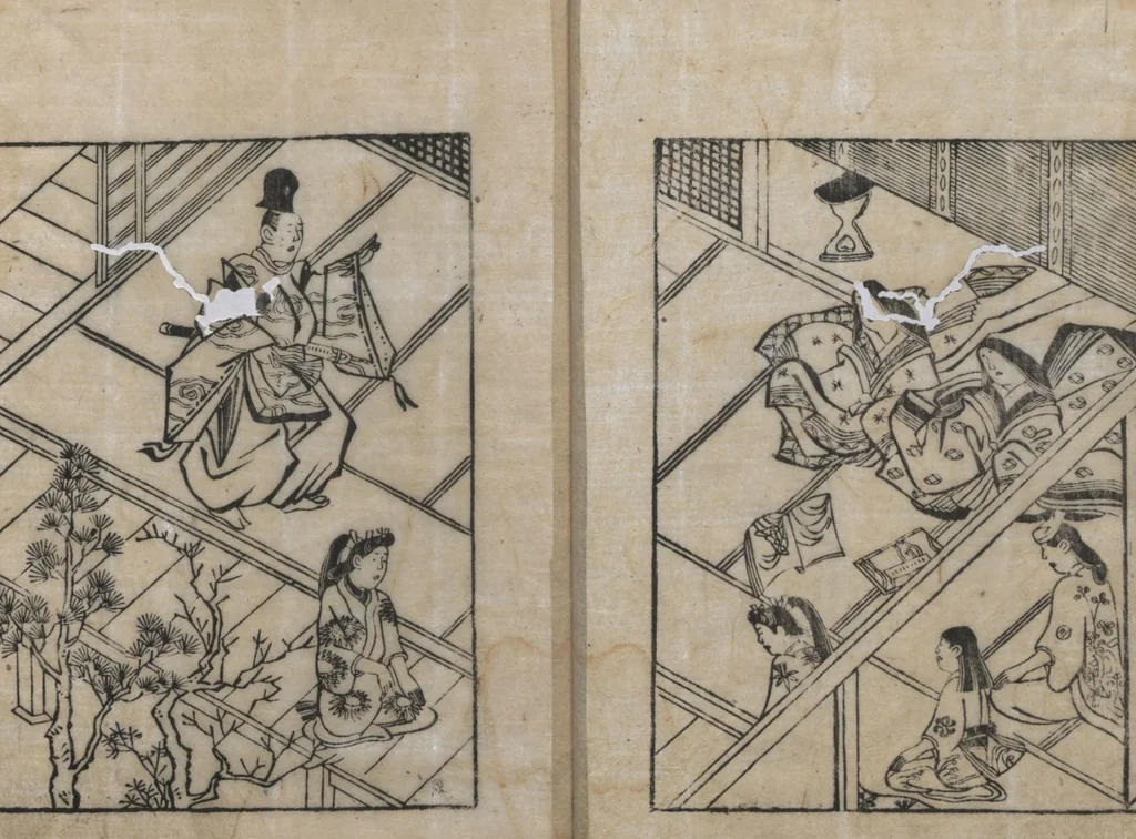 An illustration from The Tale of Bunshō (Bunshō monogatari ぶん志やう物語) : [volume 2], 1685, leaf 4