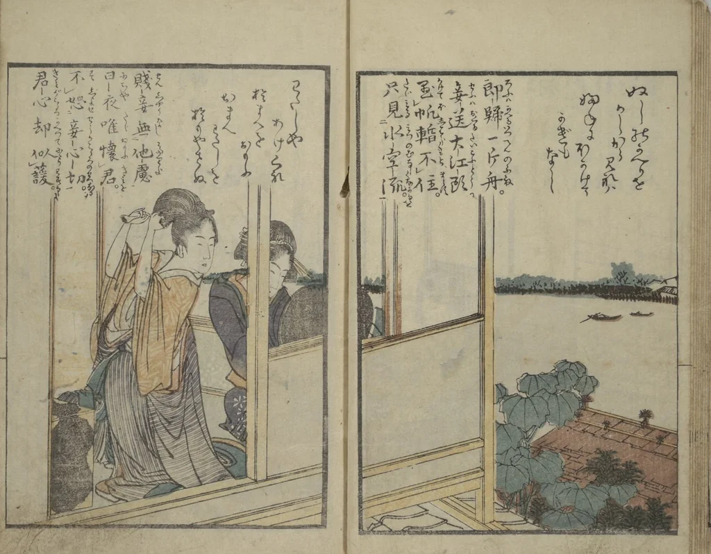 An illustration from Collection of Short Poems in Chinese from Itako (Itako zekku shū 潮来絶句集), 1802, leaf 13