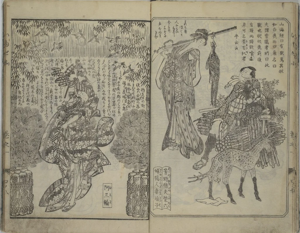 An illustration from The Mountains of Husband and Wife (Onyo imoseyama 阥阦妹背山), 1810, leaf 9