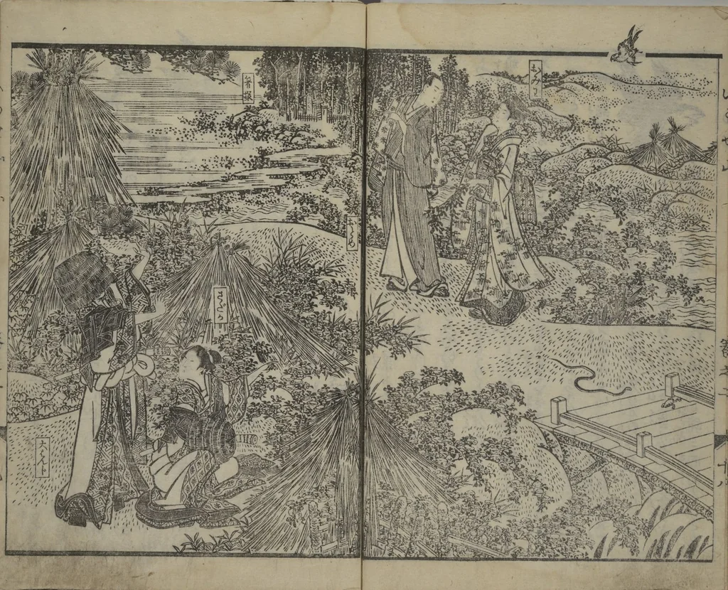 An illustration from The Mountains of Husband and Wife (Onyo imoseyama 阥阦妹背山), 1810, leaf 20