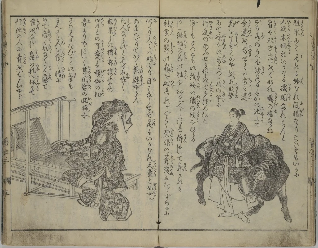 An illustration from The Mountains of Husband and Wife (Onyo imoseyama 阥阦妹背山), 1810, leaf 6