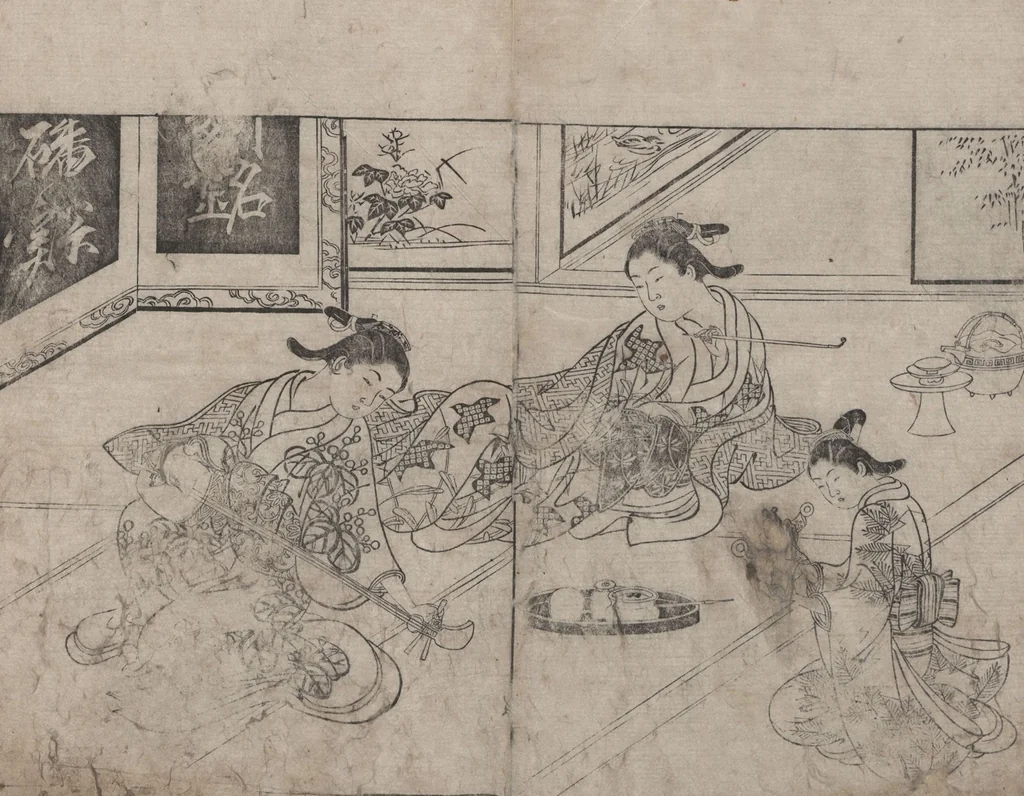 An illustration from The drawing manual: The Evergreens (Ehon Tokiwagusa 絵本常盤草) : [volumes 2-3], 1731, leaf 12