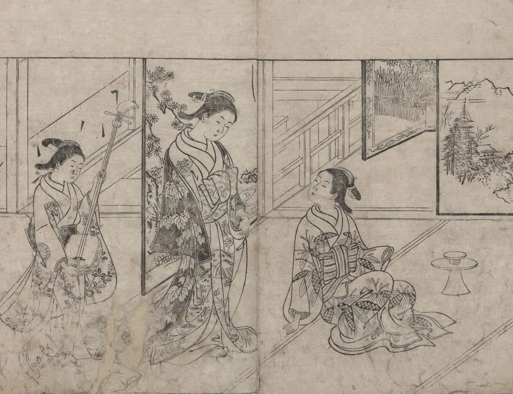 An illustration from The drawing manual: The Evergreens (Ehon Tokiwagusa 絵本常盤草) : [volumes 2-3], 1731, leaf 13