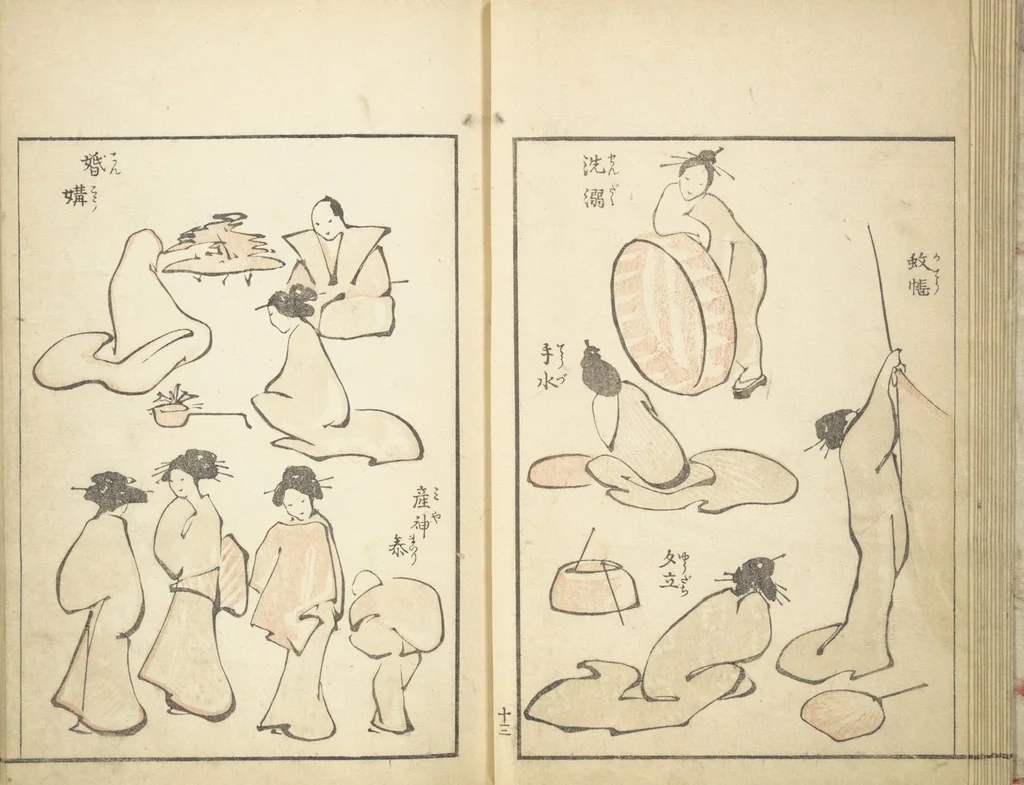 An illustration from Transmitting the Spirit, Revealing Form of Things: Picture Album of Drawings at One Stroke (Denshin kaishu ippitsu gafu 伝神開手 一筆画譜), 1823, leaf 15