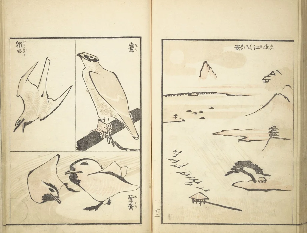 An illustration from Transmitting the Spirit, Revealing Form of Things: Picture Album of Drawings at One Stroke (Denshin kaishu ippitsu gafu 伝神開手 一筆画譜), 1823, leaf 24