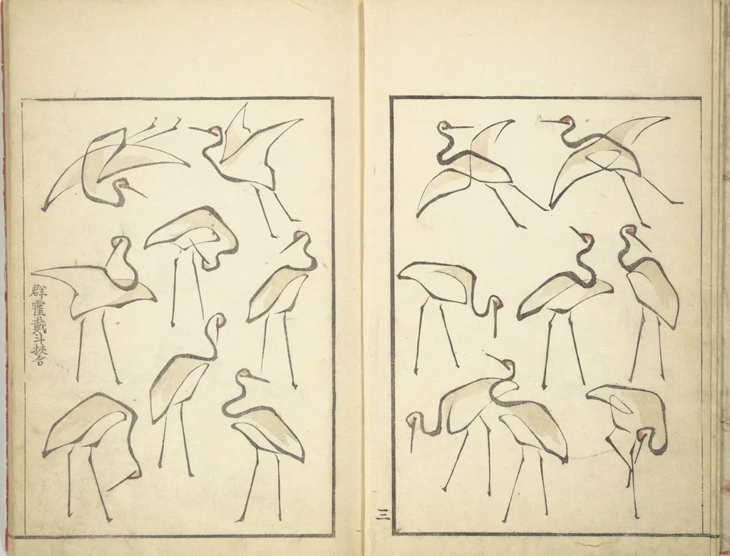 An illustration from Transmitting the Spirit, Revealing Form of Things: Picture Album of Drawings at One Stroke (Denshin kaishu ippitsu gafu 伝神開手 一筆画譜), 1823, leaf 5