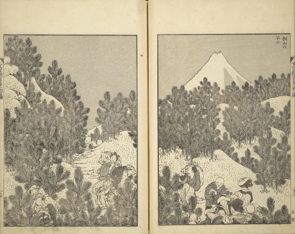 An illustration from One Hundred Views of Mount Fuji (Fugaku hyakkei 富嶽百景) : [volume 1], 1834, leaf 15