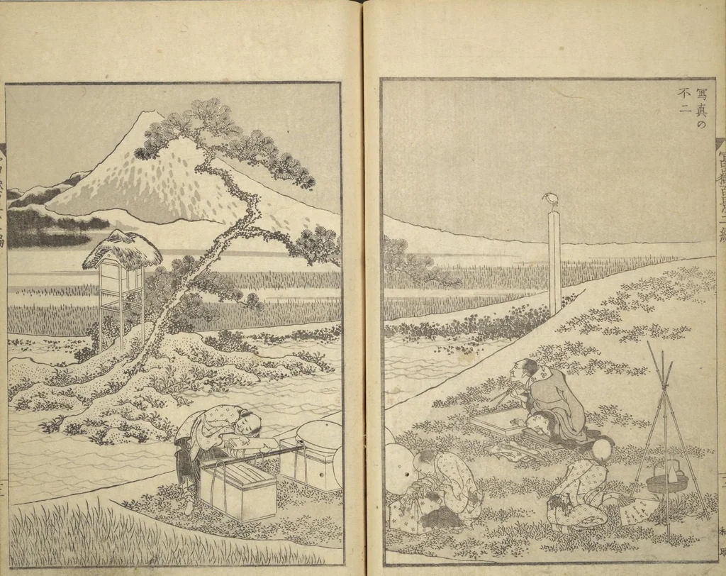 An illustration from One Hundred Views of Mount Fuji (Fugaku hyakkei 富嶽百景) : [volume 2], 1835, leaf 15