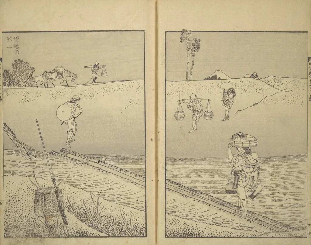 An illustration from One Hundred Views of Mount Fuji (Fugaku hyakkei 富嶽百景) : [volume 2], 1835, leaf 6