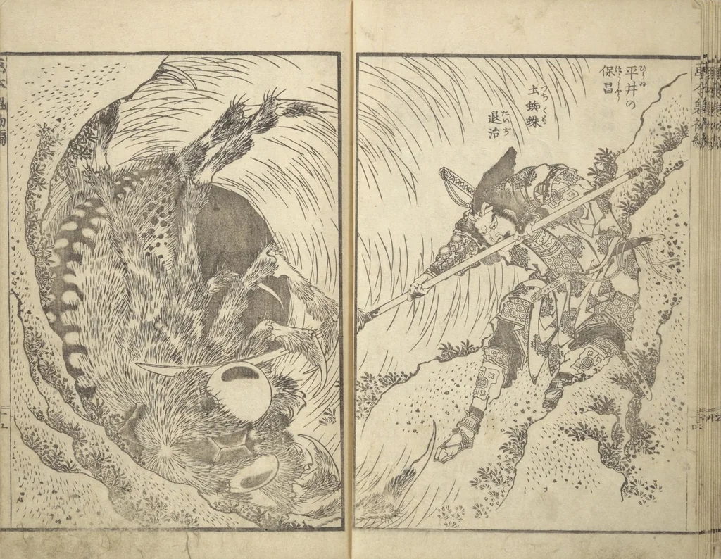An illustration from Picture Book of Chinese and Japanese Warriors (Wakan ehon sakigake 和漢 絵本魁), 1836, leaf 17