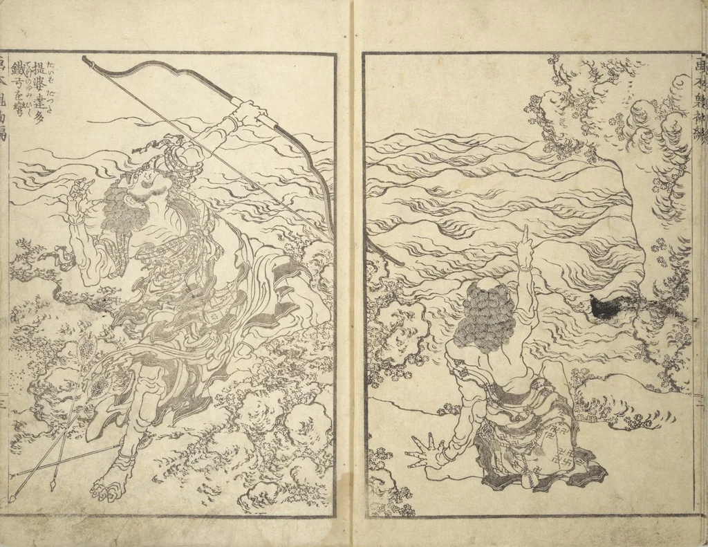 An illustration from Picture Book of Chinese and Japanese Warriors (Wakan ehon sakigake 和漢 絵本魁), 1836, leaf 5