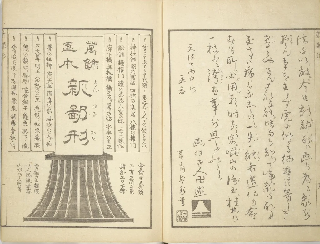 An illustration from Picture Book of New Designs for the Various Crafts (Shōshoku ehon Katsushika shin hinagata 諸職絵本葛飾新鄙形), 1836, leaf 3