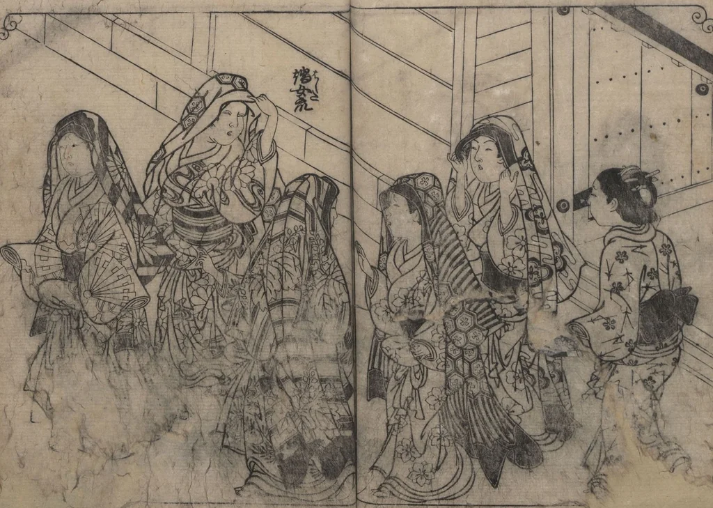 An illustration from One Hundred Women Classified According to Their Rank (Hyakunin joro shinasadame 百人女郎品定) : [volume 1], 1723, leaf 19