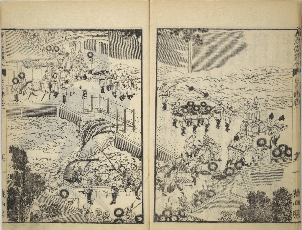 An illustration from Illustrated "Anthology of Tang-Dynasty Poems" in Five-Syllable Lines (Tōshisen ehon gogon ritsu hairitsu 画本唐詩選五言律排律), 1836, leaf 19