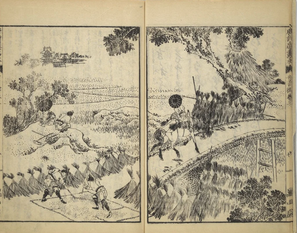 An illustration from Illustrated "Anthology of Tang-Dynasty Poems" in Five-Syllable Lines (Tōshisen ehon gogon ritsu hairitsu 画本唐詩選五言律排律), 1836, leaf 9