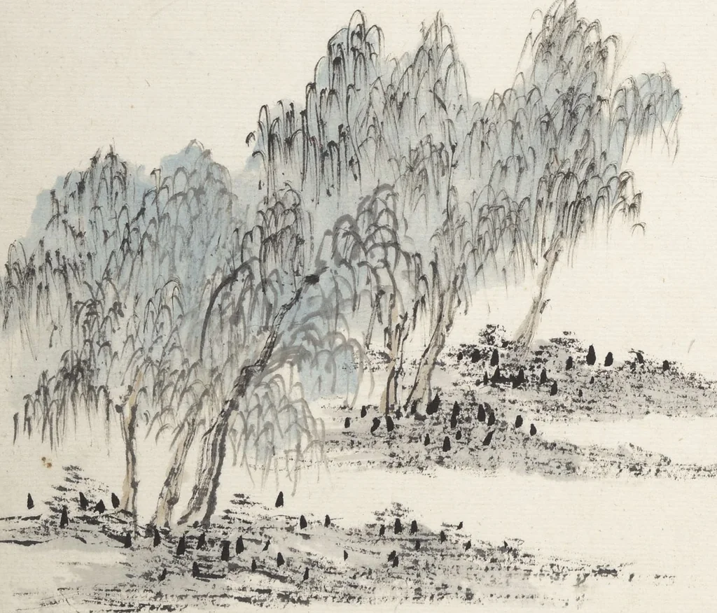 An illustration from Album of Twelve Nanga-style Landscapes (Kikanchō 奇観幀), leaf 6