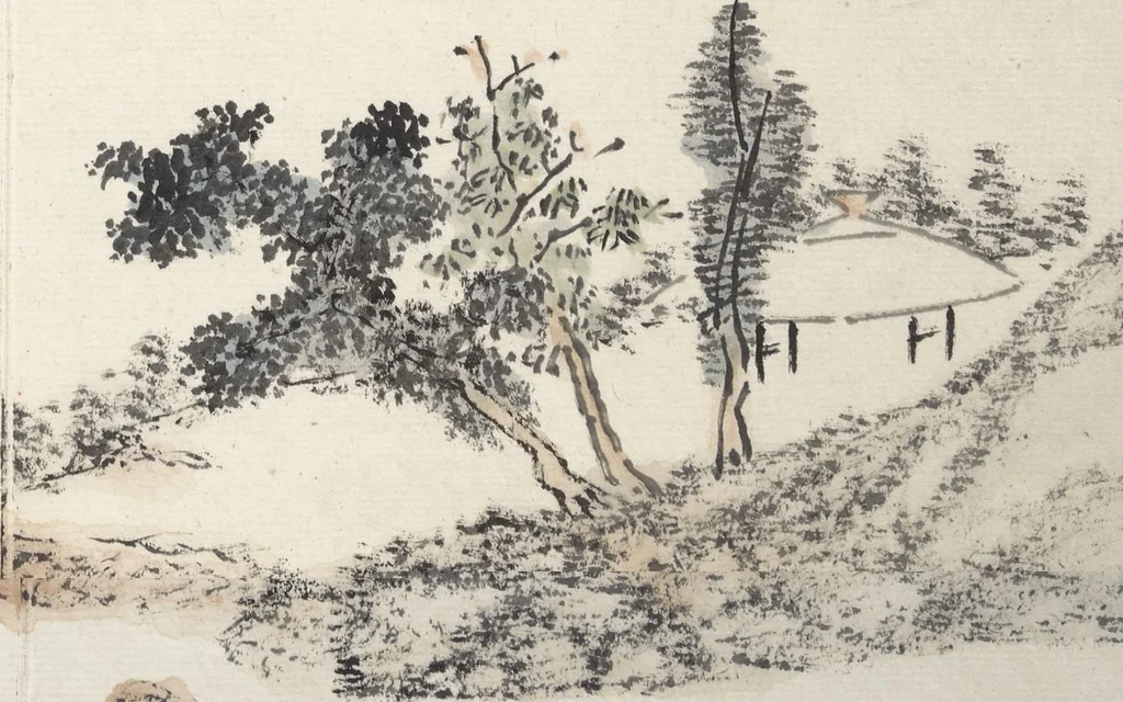 An illustration from Album of Twelve Nanga-style Landscapes (Kikanchō 奇観幀), leaf 7
