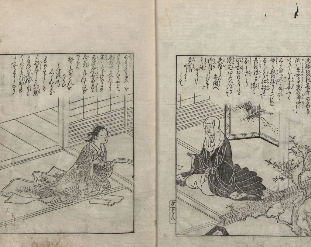 An illustration from Picture Book: Camellia (Ehon Himetsubaki 絵本女貞木) : [volume 3], 1745, leaf 10