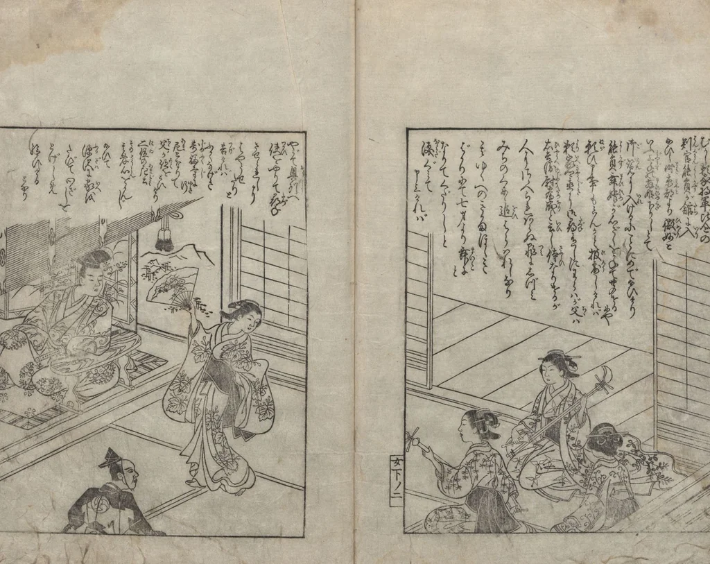 An illustration from Picture Book: Camellia (Ehon Himetsubaki 絵本女貞木) : [volume 3], 1745, leaf 4