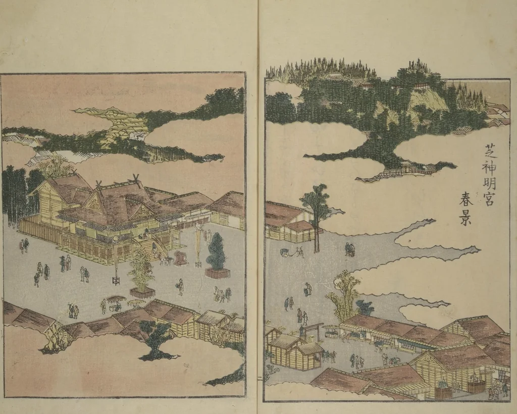 An illustration from Picture Book of the Pleasures of the East (Ehon azuma asobi 画本東都遊) : [volume 1], 1802, leaf 4