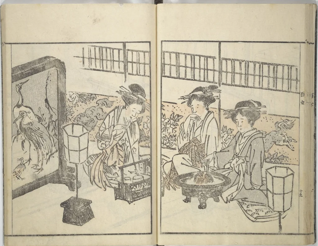 An illustration from Sketchbook of One Hundred Women (Manga hyakujo), 1814, leaf 22