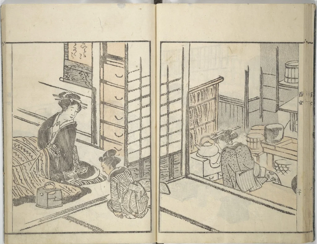 An illustration from Sketchbook of One Hundred Women (Manga hyakujo), 1814, leaf 23