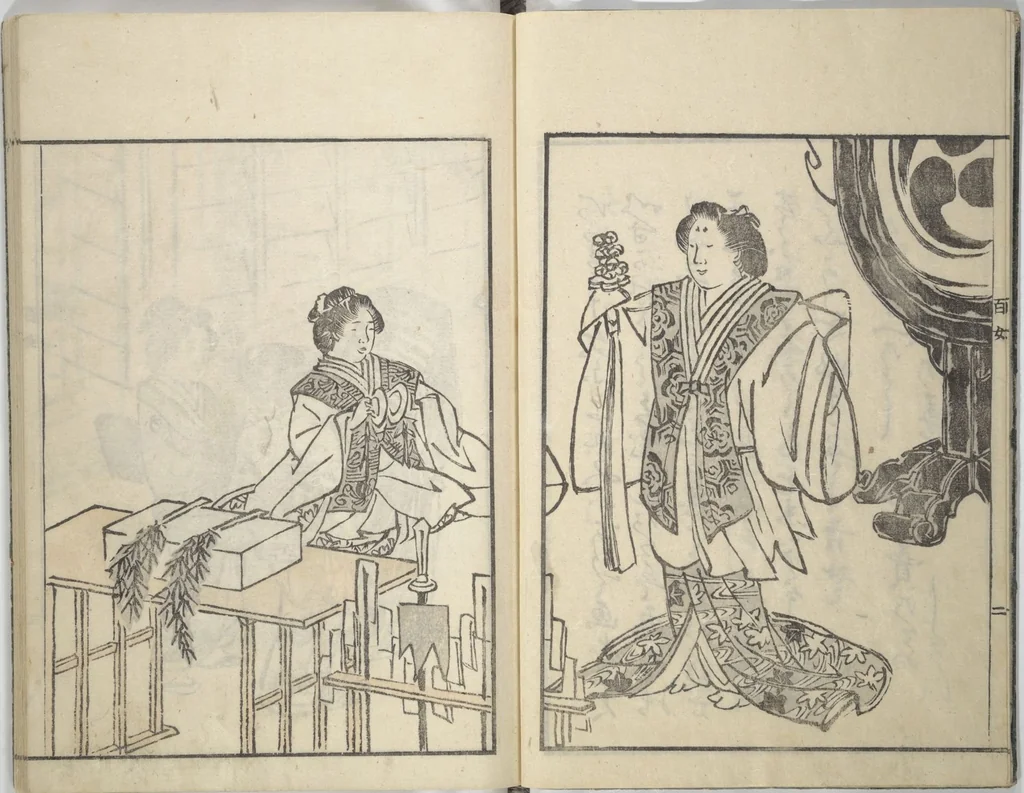 An illustration from Sketchbook of One Hundred Women (Manga hyakujo), 1814, leaf 5