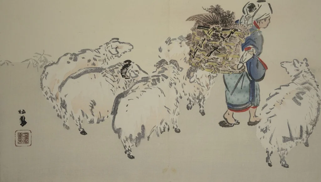 An illustration from Seihō Album of the Twelve Signs of the Zodiac (Seihō jūnishi jō), 1905, leaf 10