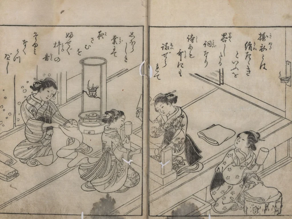 An illustration from True Reflections on the Life and Manners of a Woman (Ehon Masukagami 絵本十寸鏡) : [volumes 1-3], 1748, leaf 12