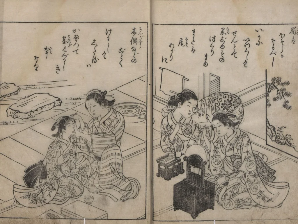 An illustration from True Reflections on the Life and Manners of a Woman (Ehon Masukagami 絵本十寸鏡) : [volumes 1-3], 1748, leaf 15