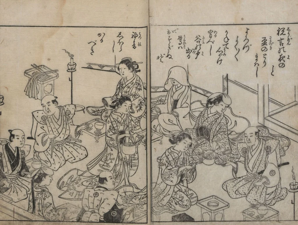 An illustration from True Reflections on the Life and Manners of a Woman (Ehon Masukagami 絵本十寸鏡) : [volumes 1-3], 1748, leaf 27
