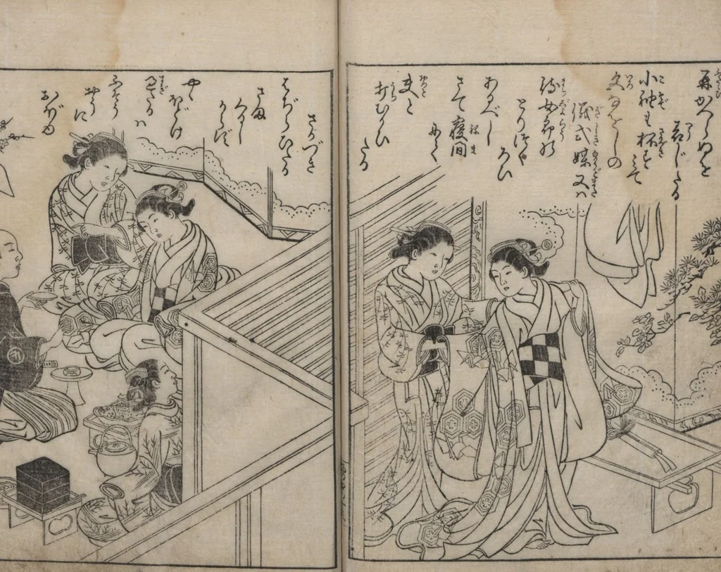 An illustration from True Reflections on the Life and Manners of a Woman (Ehon Masukagami 絵本十寸鏡) : [volumes 1-3], 1748, leaf 28
