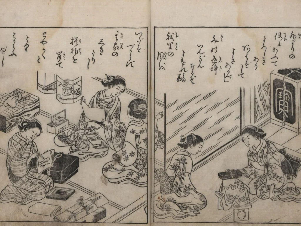 An illustration from True Reflections on the Life and Manners of a Woman (Ehon Masukagami 絵本十寸鏡) : [volumes 1-3], 1748, leaf 31