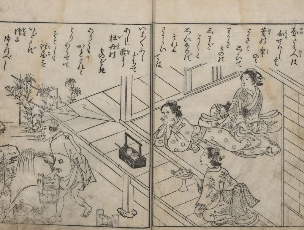 An illustration from True Reflections on the Life and Manners of a Woman (Ehon Masukagami 絵本十寸鏡) : [volumes 1-3], 1748, leaf 35