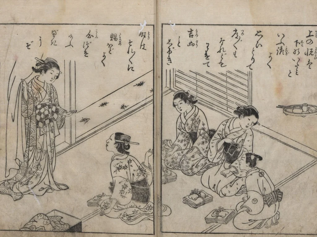 An illustration from True Reflections on the Life and Manners of a Woman (Ehon Masukagami 絵本十寸鏡) : [volumes 1-3], 1748, leaf 38