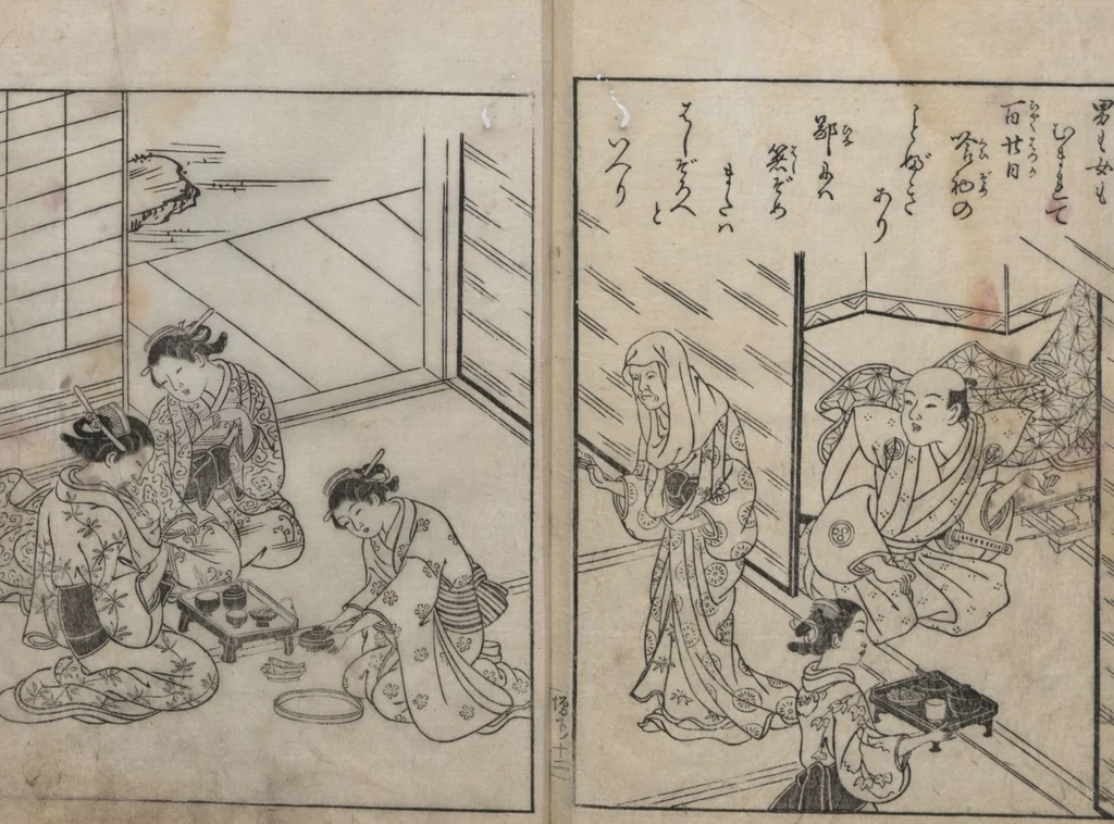 An illustration from True Reflections on the Life and Manners of a Woman (Ehon Masukagami 絵本十寸鏡) : [volumes 1-3], 1748, leaf 41