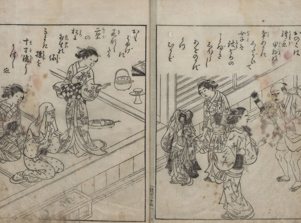 An illustration from True Reflections on the Life and Manners of a Woman (Ehon Masukagami 絵本十寸鏡) : [volumes 1-3], 1748, leaf 43