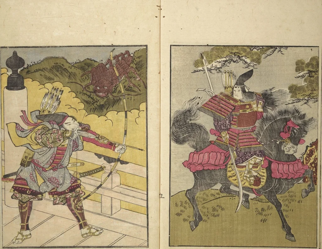 An illustration from Picture Book of the Warriors' Sandals (Ehon musha waraji), 1787, leaf 12