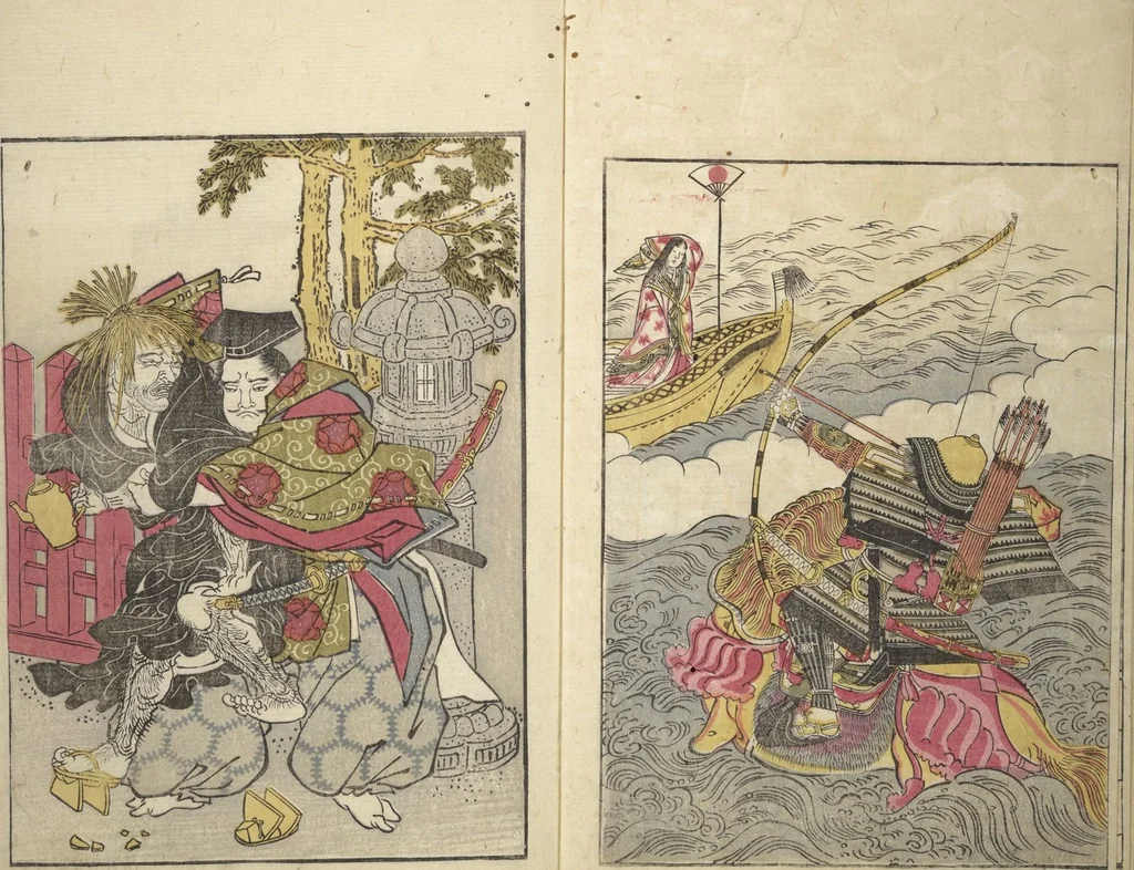 An illustration from Picture Book of the Warriors' Sandals (Ehon musha waraji), 1787, leaf 14