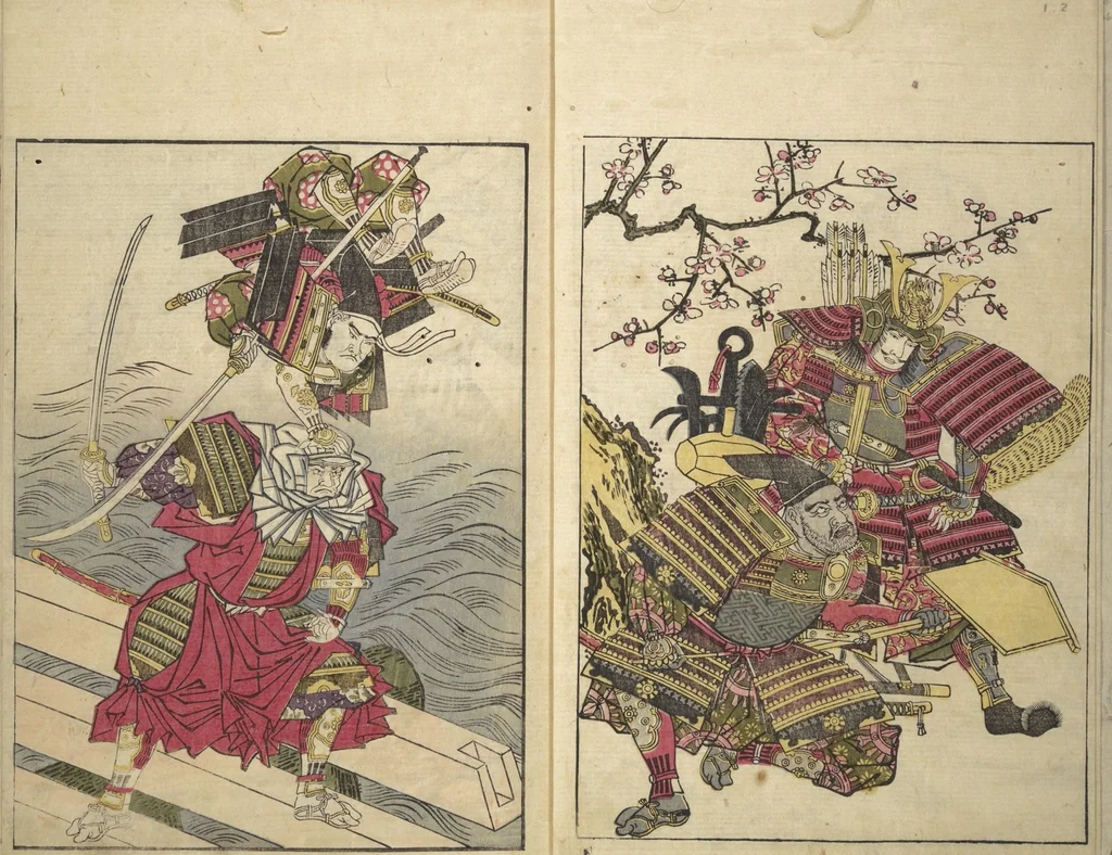 An illustration from Picture Book of the Warriors' Sandals (Ehon musha waraji), 1787, leaf 4