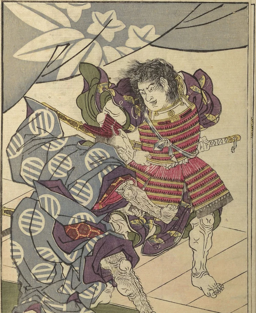 An illustration from Picture Book of the Warriors' Sandals (Ehon musha waraji), 1787, leaf 5