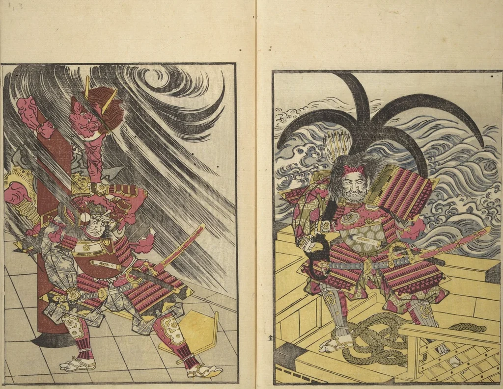 An illustration from Picture Book of the Warriors' Sandals (Ehon musha waraji), 1787, leaf 6