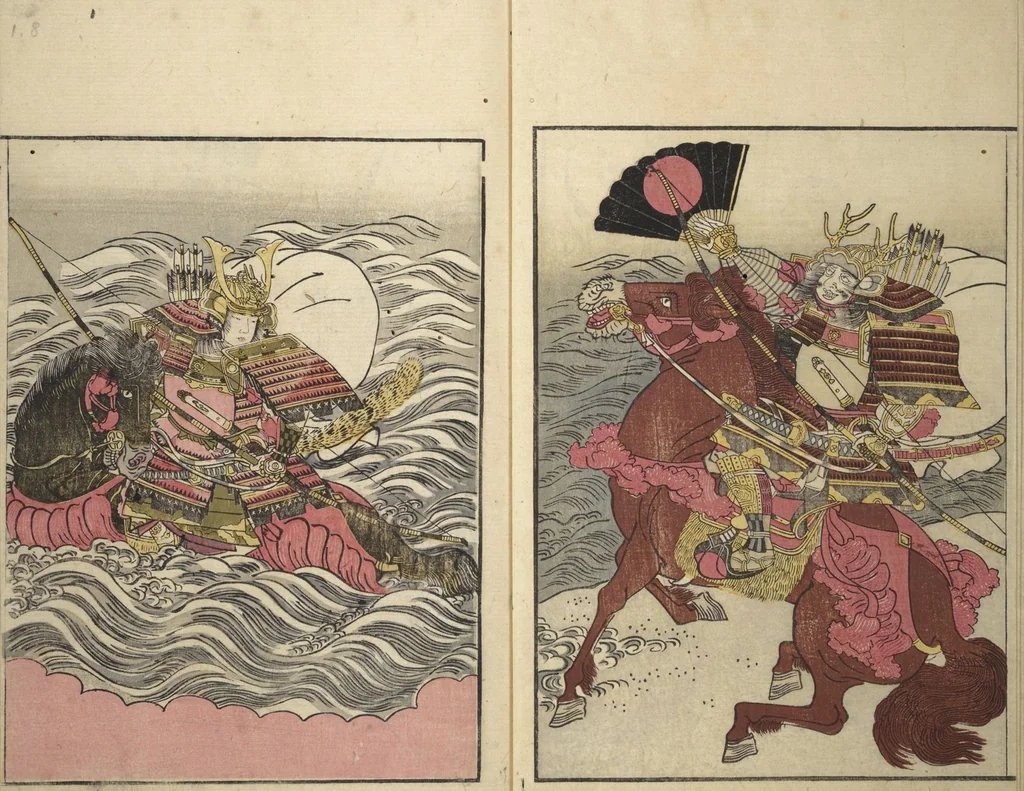 An illustration from Picture Book of the Warriors' Sandals (Ehon musha waraji), 1787, leaf 7