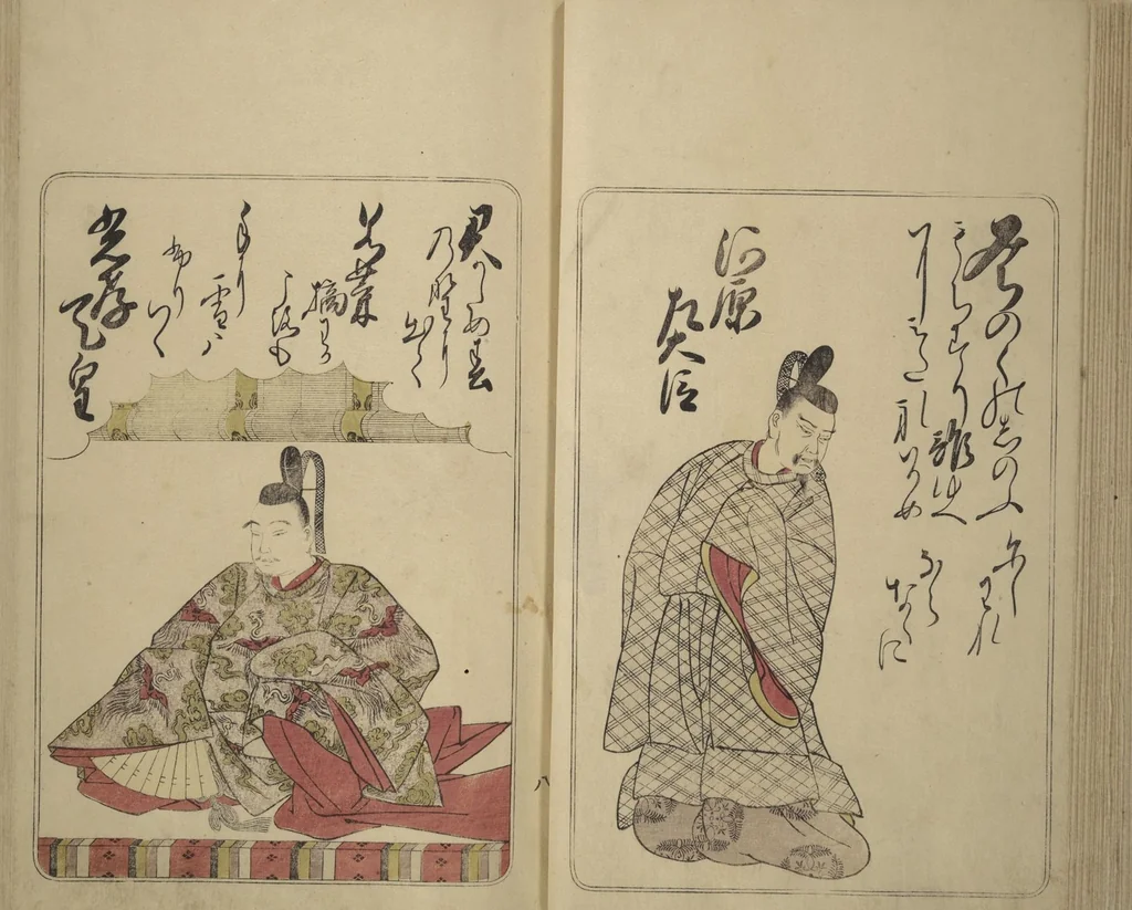 An illustration from Eastern Brocade of One Hundred Poems by One Hundred Poets (Nishiki hyakunin isshu azuma-ori), 1775, leaf 17