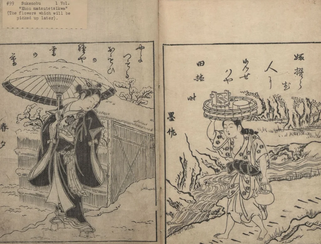 An illustration from Picture Book: Flowers Yet to be Picked (Ehon Suetsumuhana? 絵本末摘花?) : [volume 1], 1756, leaf 21