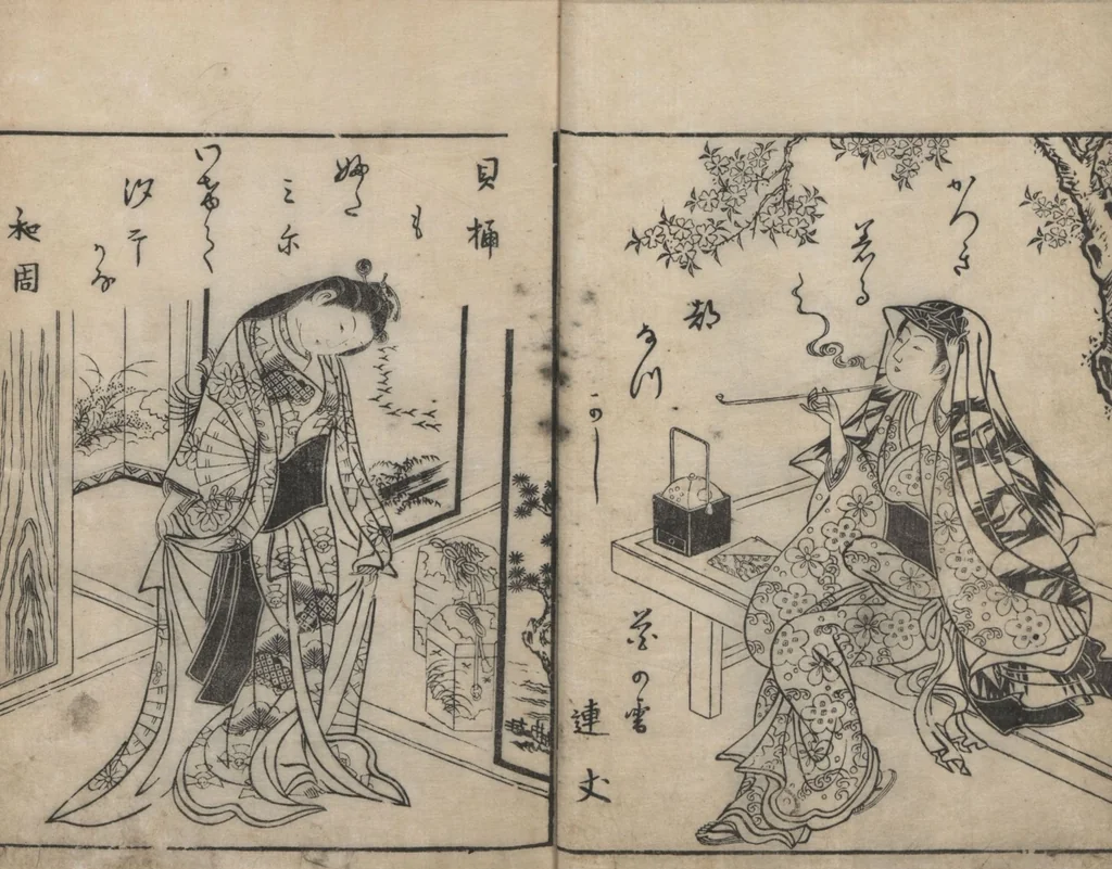An illustration from Picture Book: Flowers Yet to be Picked (Ehon Suetsumuhana? 絵本末摘花?) : [volume 1], 1756, leaf 5