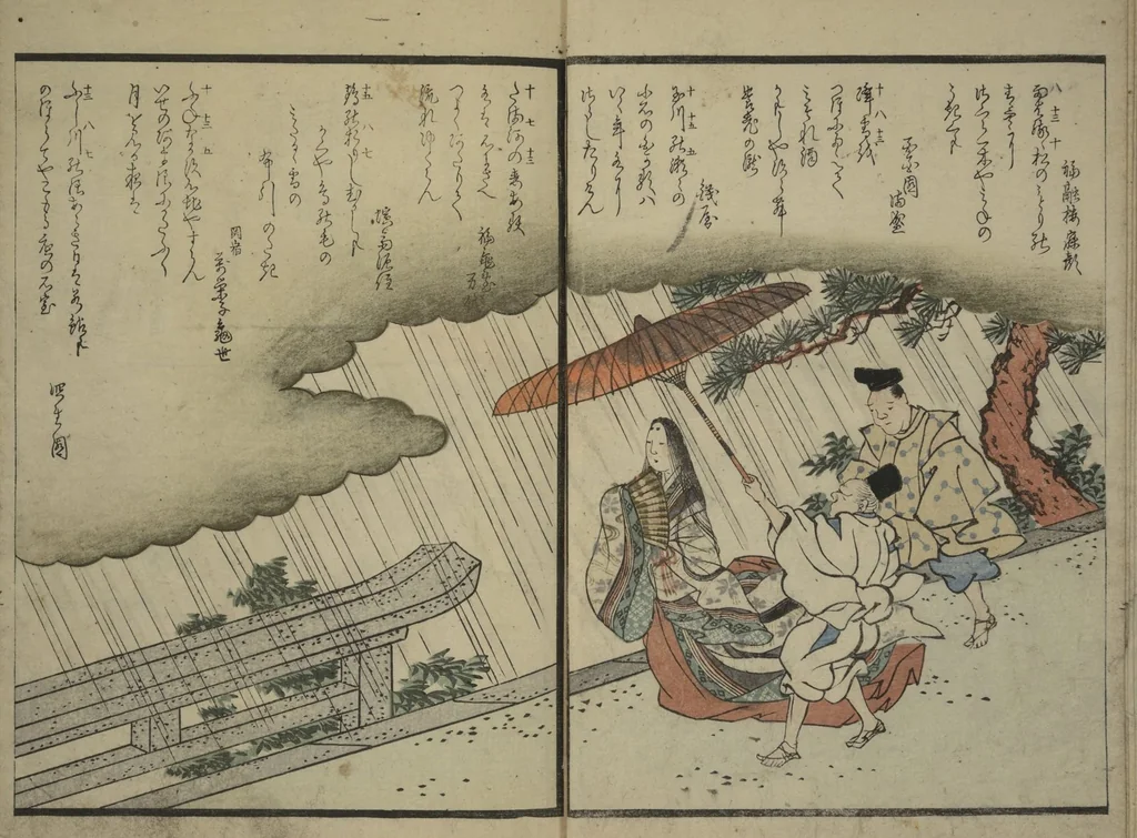 An illustration from The Surface of the Water (Mizu no omo shū), 1831, leaf 6
