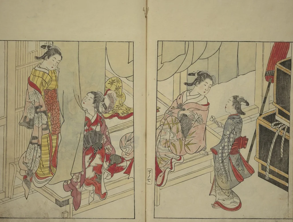 An illustration from Picture Book of the Evergreens (Ehon tokiwagusa), 1731, leaf 10