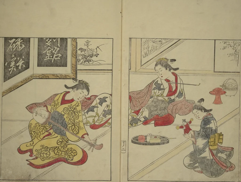 An illustration from Picture Book of the Evergreens (Ehon tokiwagusa), 1731, leaf 5